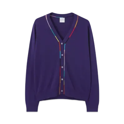 Paul Smith Women's Striped Neck Cardigan "Purple"