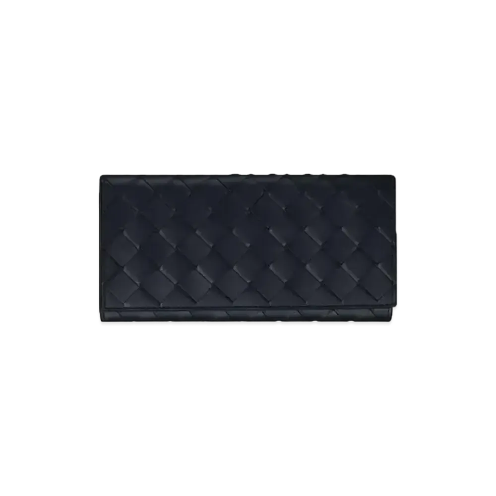 Bottega Veneta Intrecciato Calfskin Slim LongWallet "Midnight Blue"