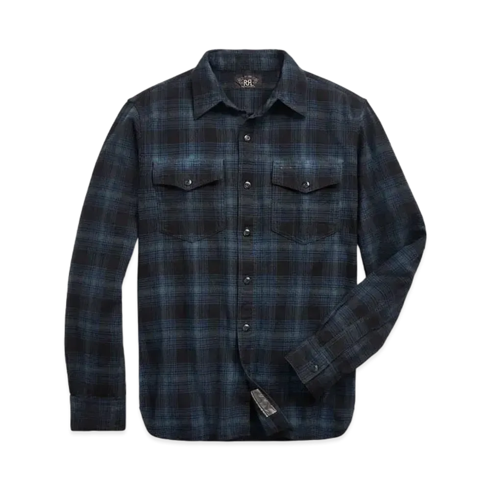 RRL Ralph Lauren Check Cambus Work Shirt "Blue"