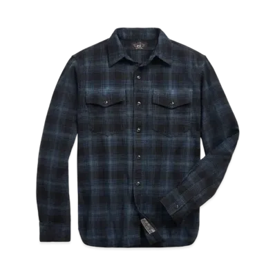 RRL Ralph Lauren Check Cambus Work Shirt "Blue"
