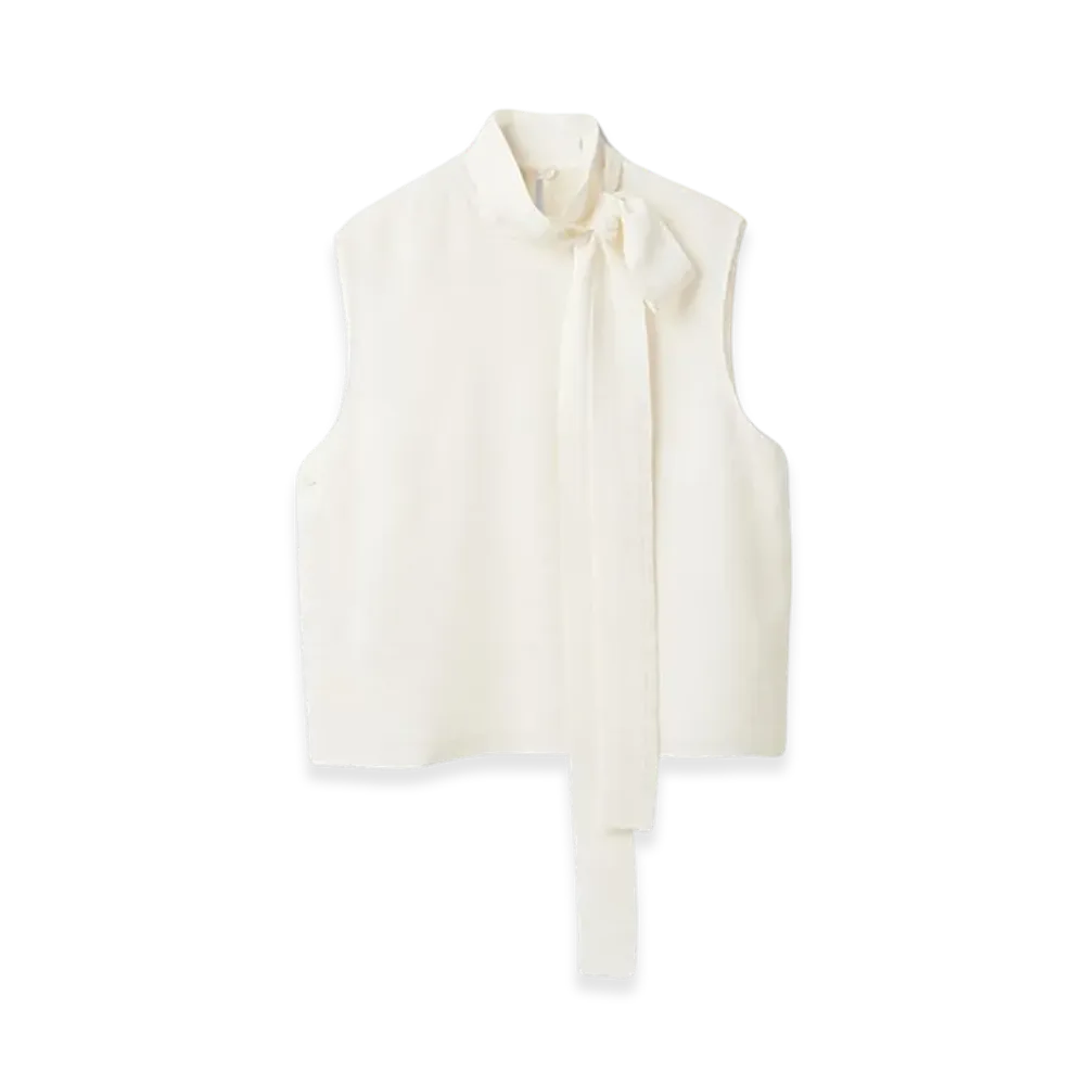 MIU MIU Women's Crepe De Chine Jacquard Top "White"