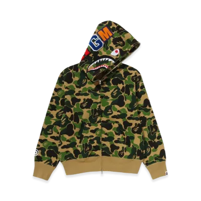 A BATHING APE Women's ABC Camo Shark Full Zip Hoodie "Green"