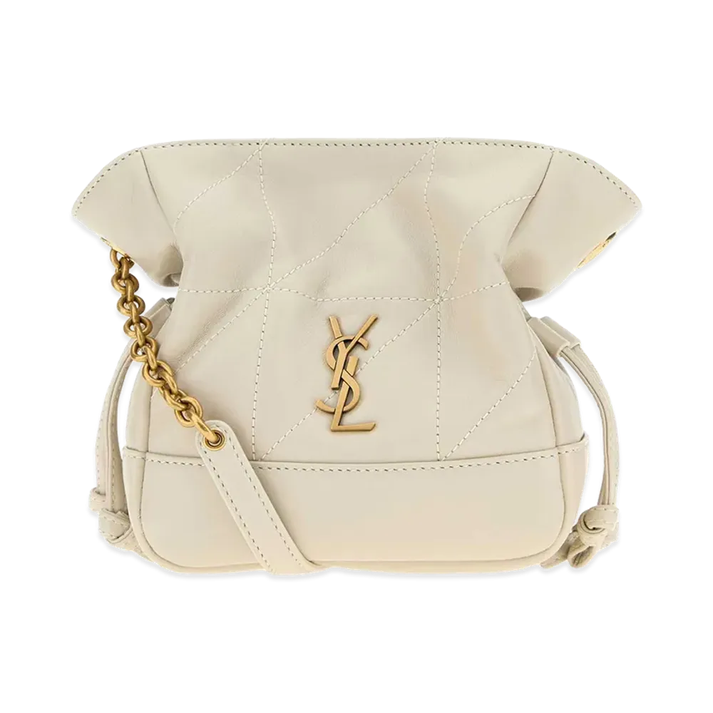 Saint Laurent Women's Leather Mini Jamie Bucket Bag "White"