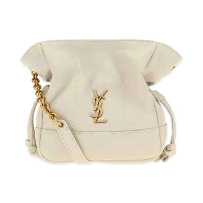 Saint Laurent Women's Leather Mini Jamie Bucket Bag "White"