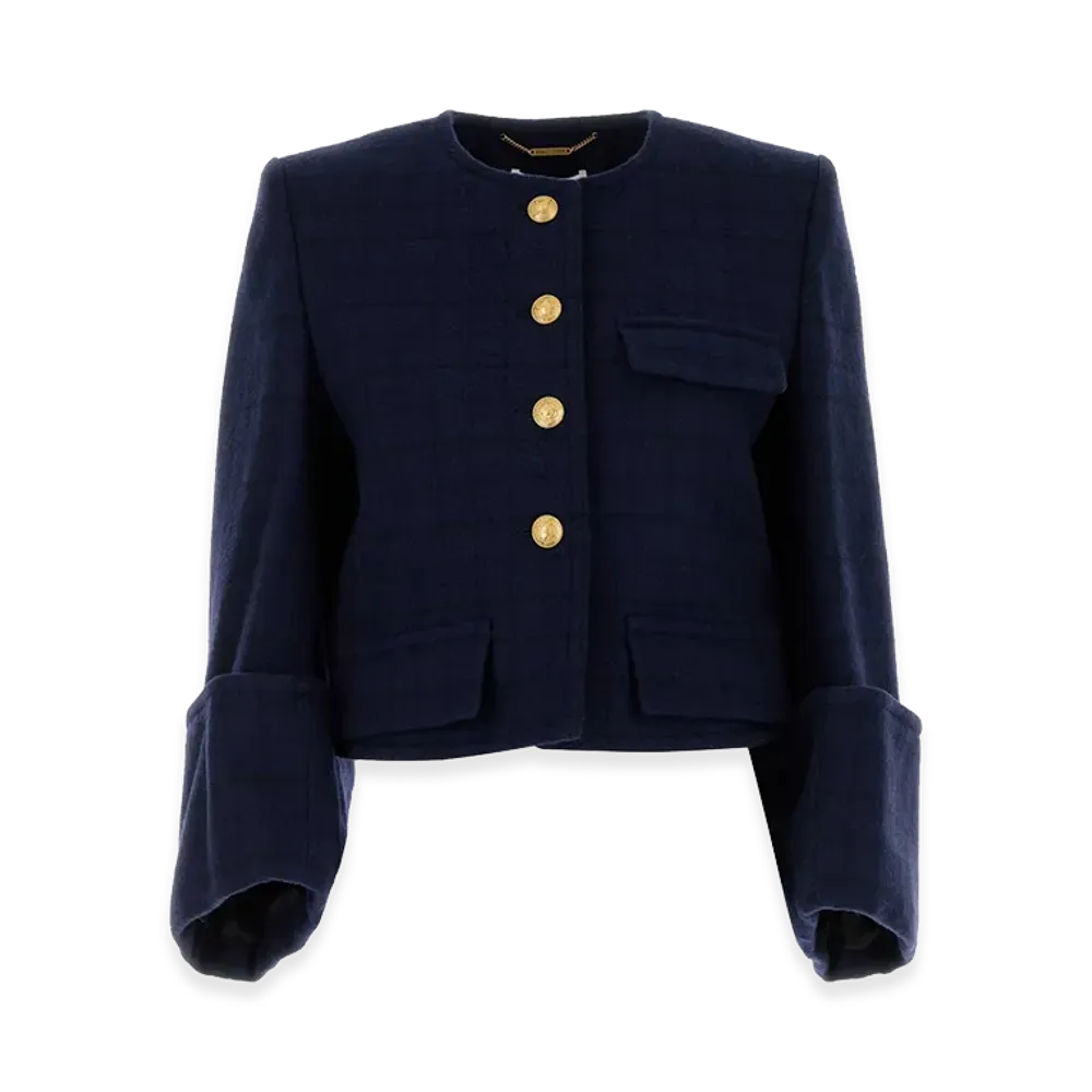 Chloe Women's Printed Wool Blend Body Blazer "Blue"