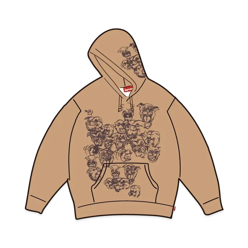 Supreme Pitbulls Embroidered Hooded Sweatshirt "Light Tan"