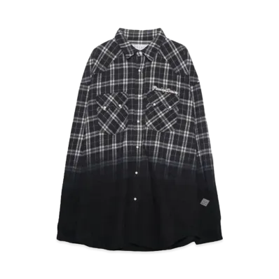 el conductorH HALF DYED CHECK FLANNEL COWBOY SHIRT "BLACK"