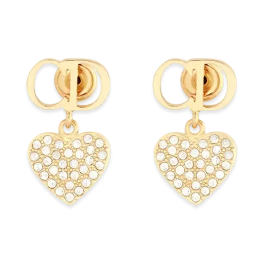 Dior Clair D Lune Earrings Gold-Finish Metal and Silver-Tone Crystals "Gold"