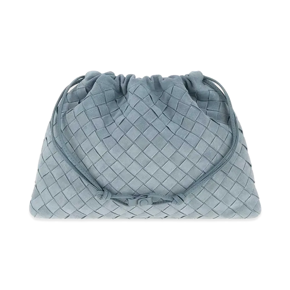 Bottega Veneta Women's Pastel Suede Medium Clutch "Light Blue"