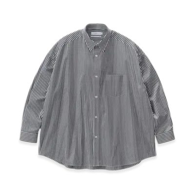 Graphpaper High Count Regular Collar Round Cut Oversized Shirt "Black Strype"