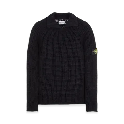 Stone Island 536D5 Pure Wool Polo Collar Knit - 23FW "Black"