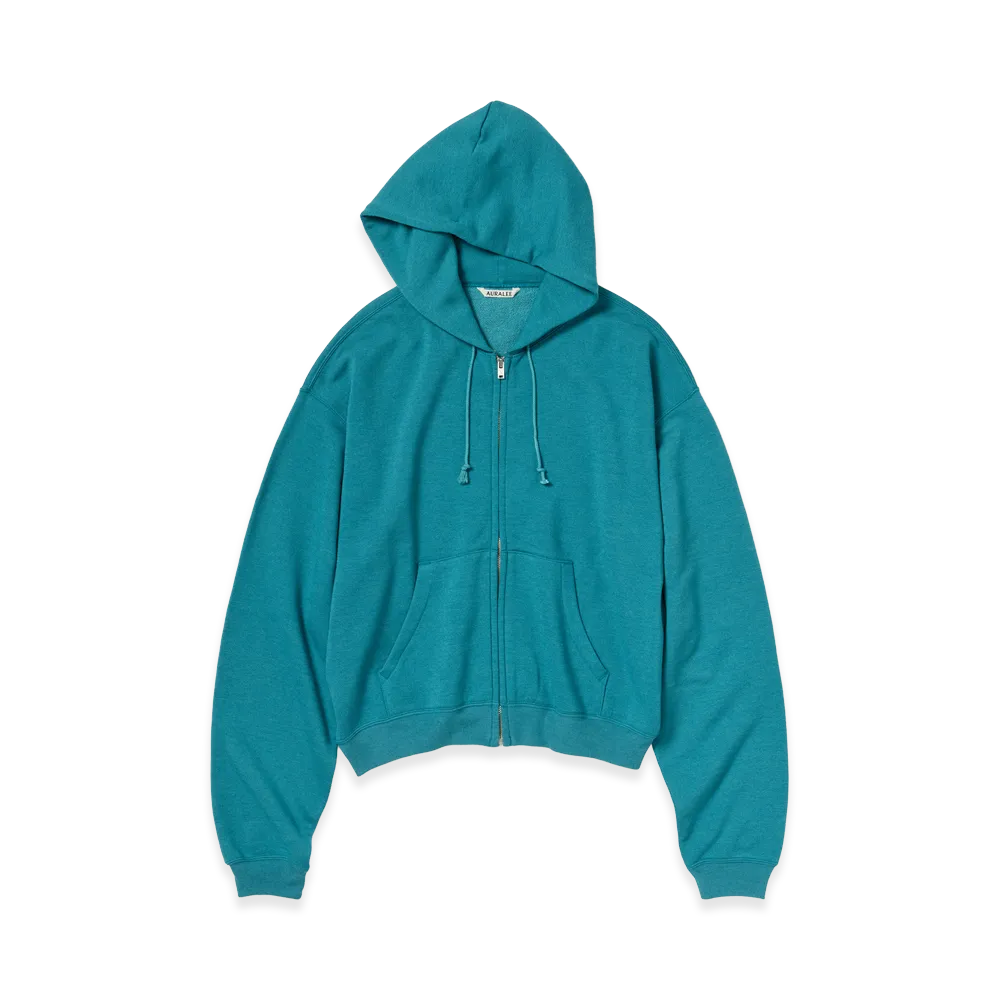 AURALEE High-Twist Compact Sweat Zip Parka "Top Blue"