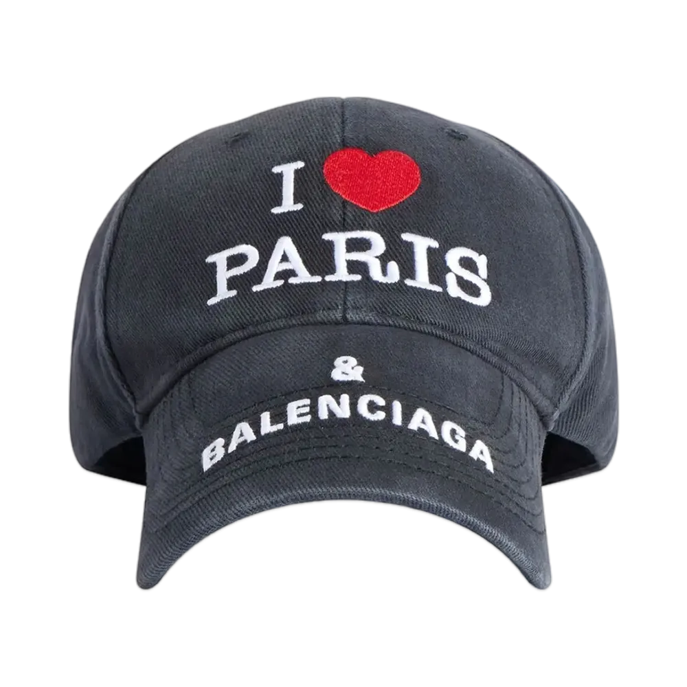 BALENCIAGA I Love Paris & BALENCIAGA Cap Cotton Drill "Black"