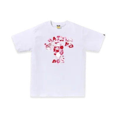 A BATHING APE ABC Camo College Milo Tee "White/Pink"