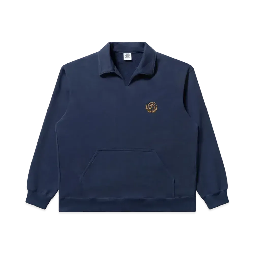 BlackEyePatch Royal B Emblem Collared Sweat Pullover "Navy"