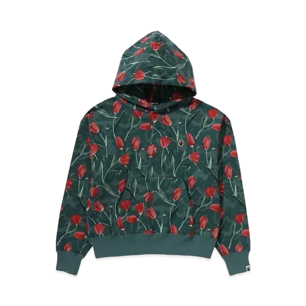 A BATHING APE Tulip Camo Oversized Pullover Hoodie "Green"