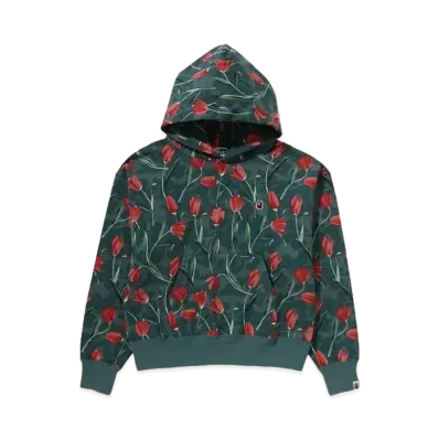 A BATHING APE Tulip Camo Oversized Pullover Hoodie "Green"