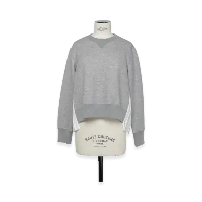 sacai Sponge Sweat x Cotton Poplin Pullover "Light Grey/Off White"