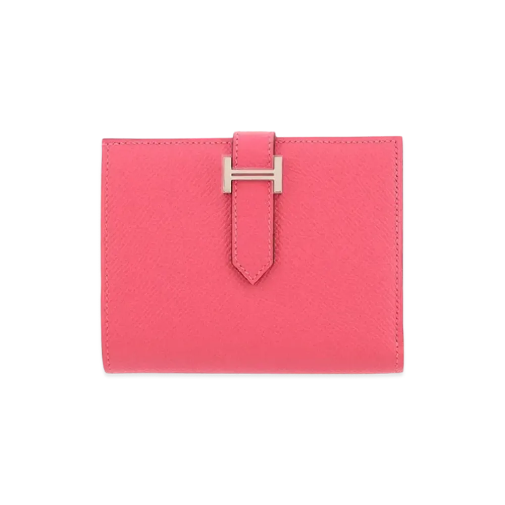 HERMES Epsom Leather Bearn Compact Wallet "Rose Azalee"