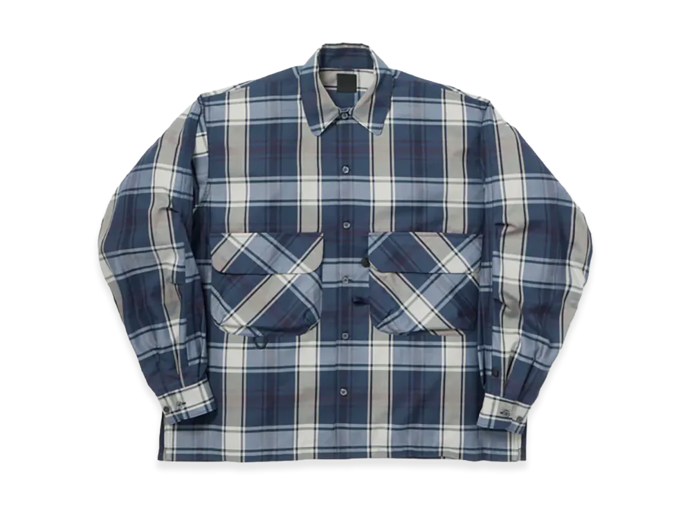 DAIWA PIER39 Women's Tech Sports Open Collar Shirt L/S Big Tartan "Navy"
