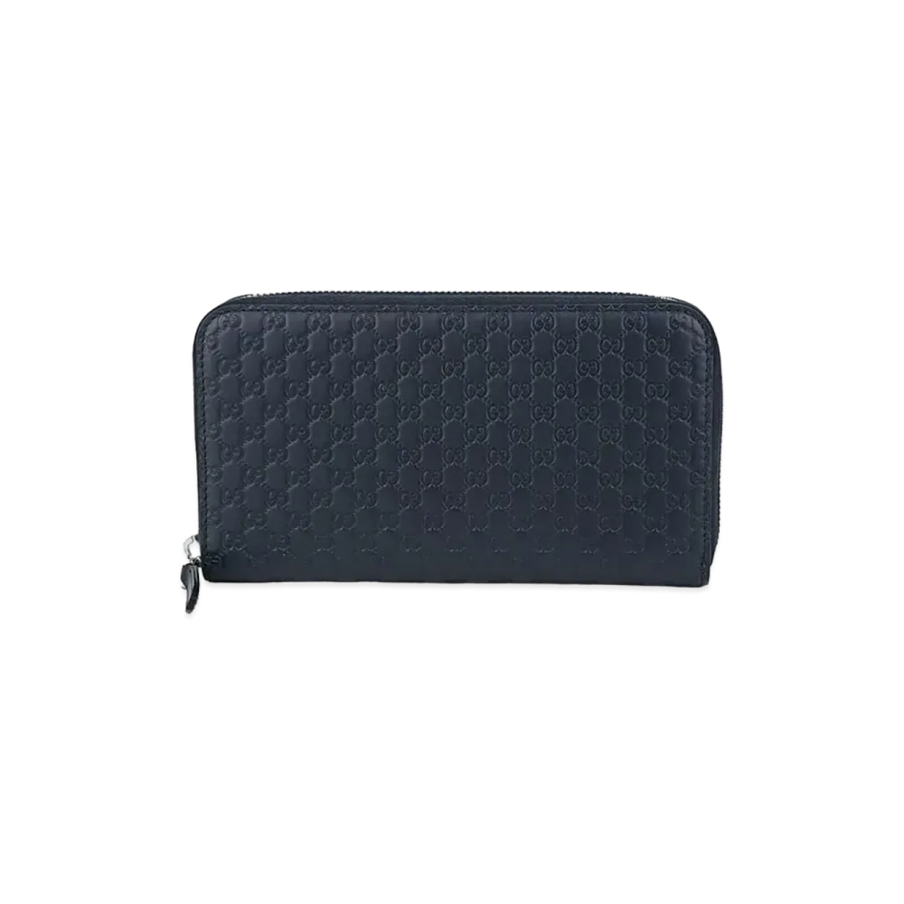 GUCCI Micro Guccissima Long Zip Around Wallet "Navy"