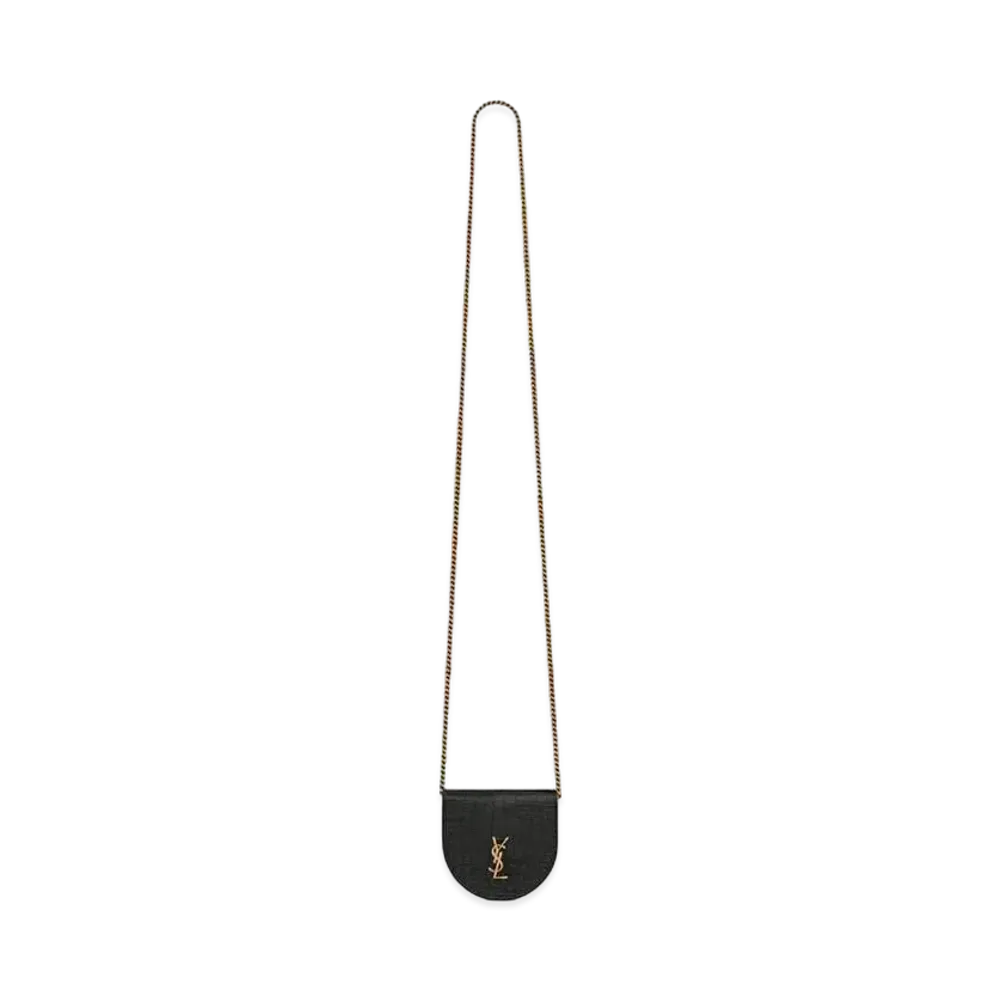 Saint Laurent Le K Baby Satchel In Shiny Crocodile-Embossed Leather "Black"