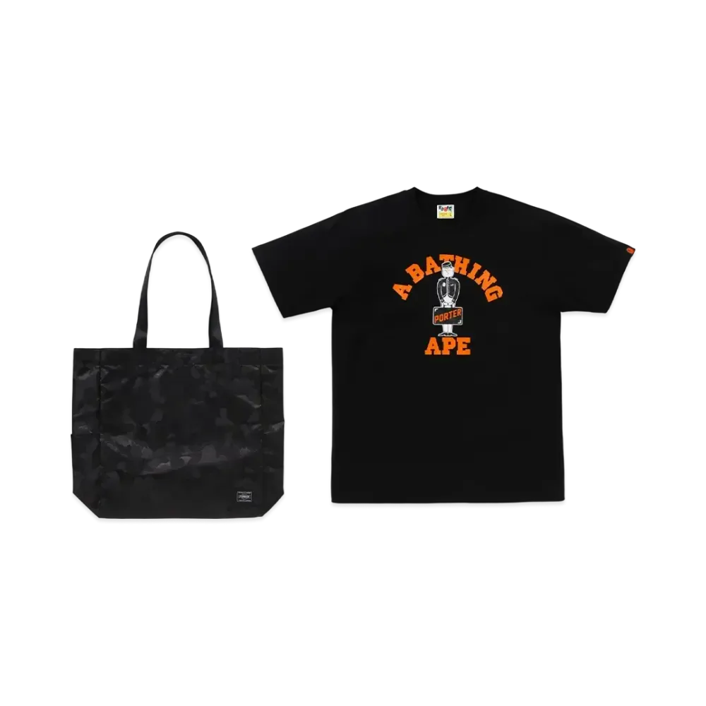 A BATHING APE x PORTER STAND Bape X Porter Stand Tee & Tote Bag Set "Black"