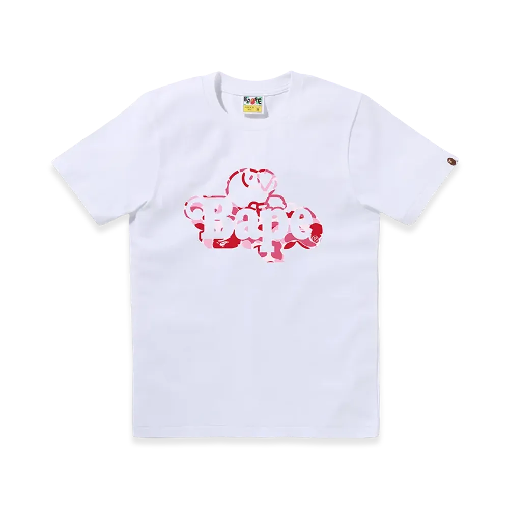A BATHING APE Ladies Milo On Bape Tee "White/Pink"