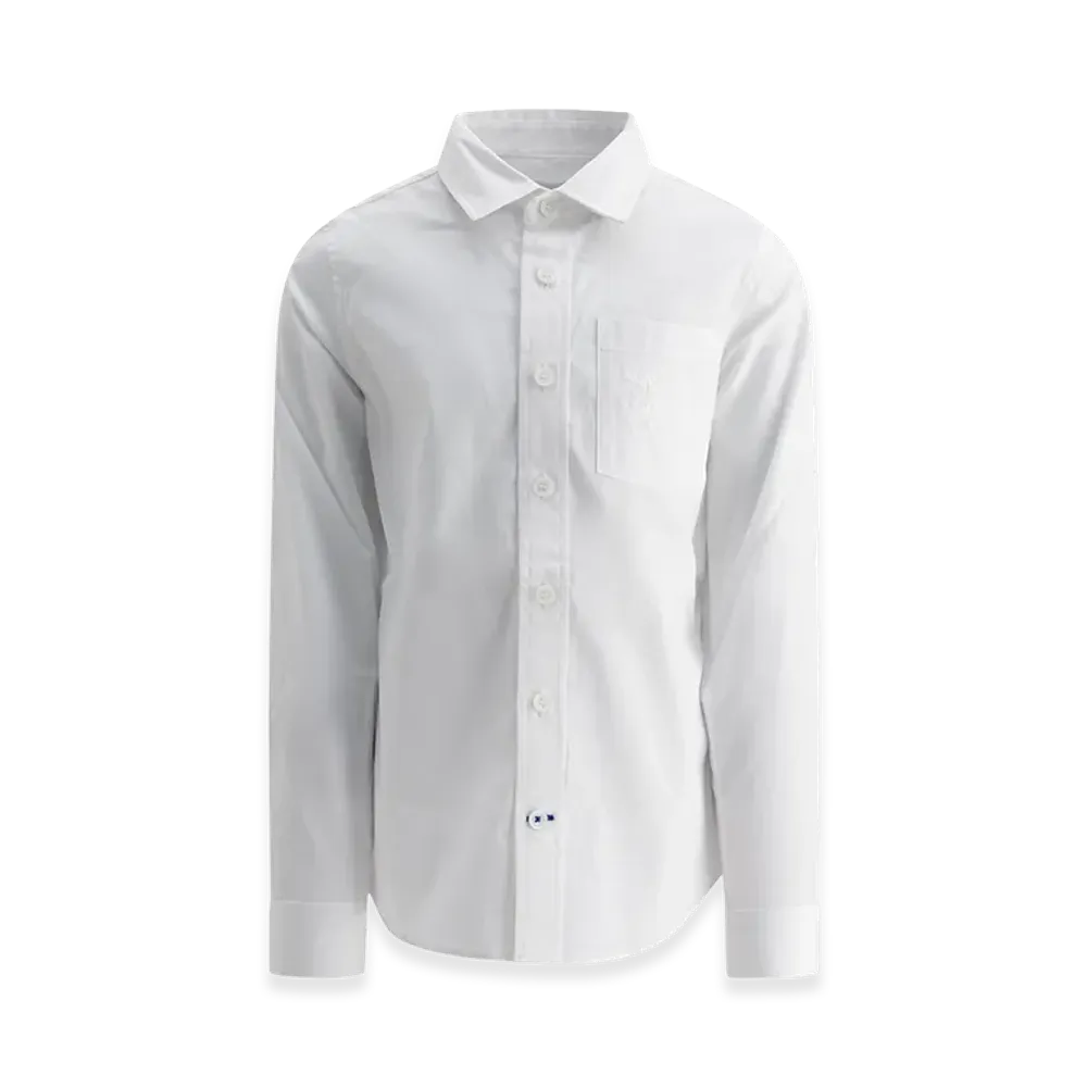 Burberry Kids Ekd Stretch Cotton Shirt "White"