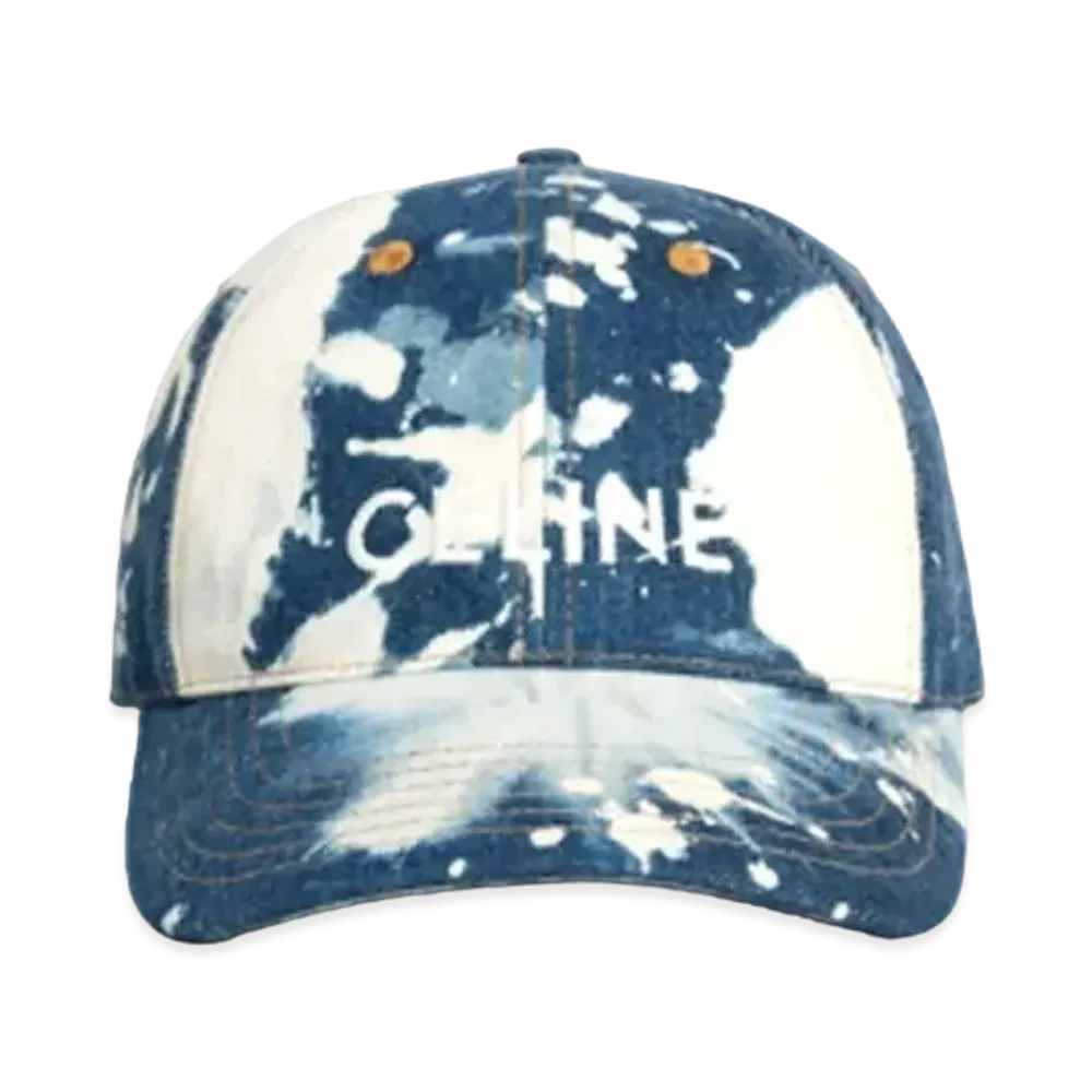 CELINE Baseball Cap In Cotton and Denim "Blue/White"