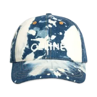 CELINE Baseball Cap In Cotton and Denim "Blue/White"