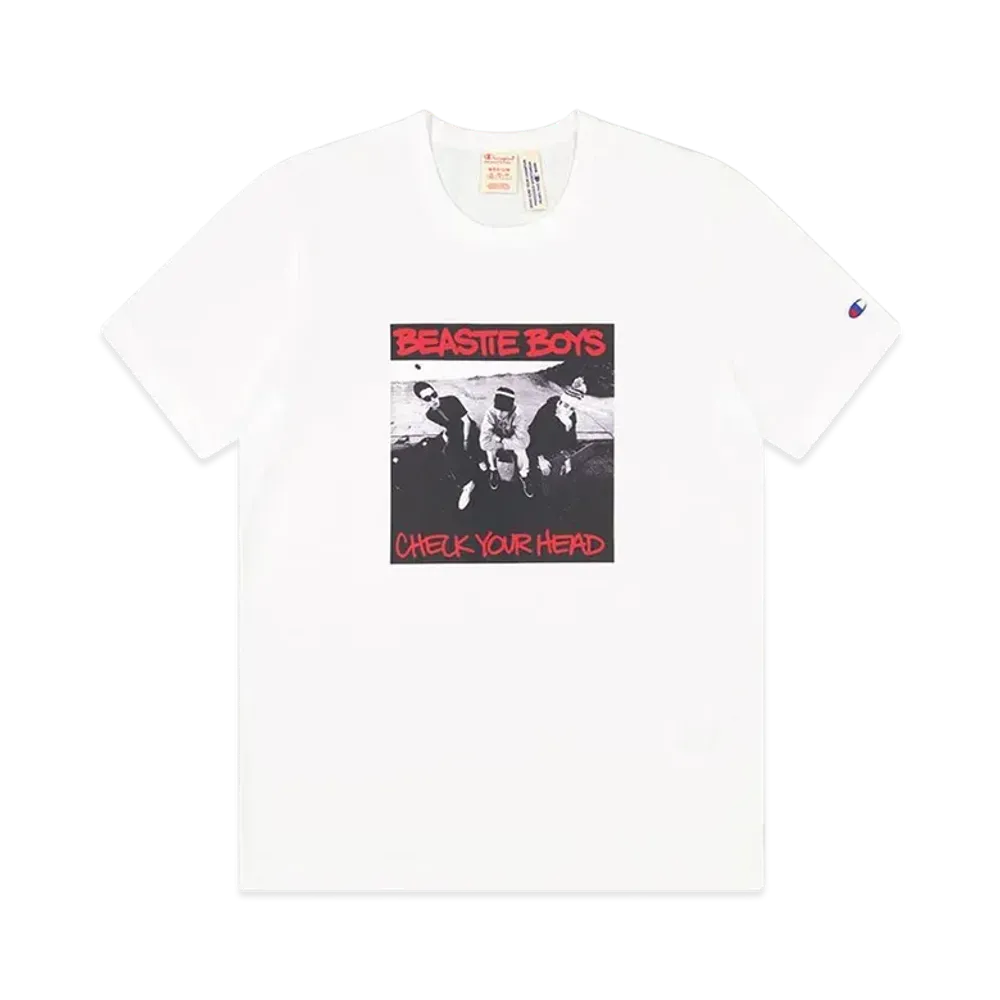 Champion x Beastie Athletic Jersey Combed Check Your Head Crewneck T-Shirt "White"
