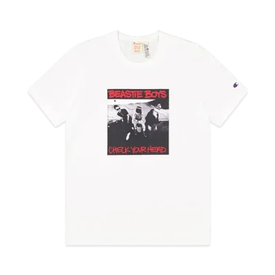 Champion x Beastie Athletic Jersey Combed Check Your Head Crewneck T-Shirt "White"