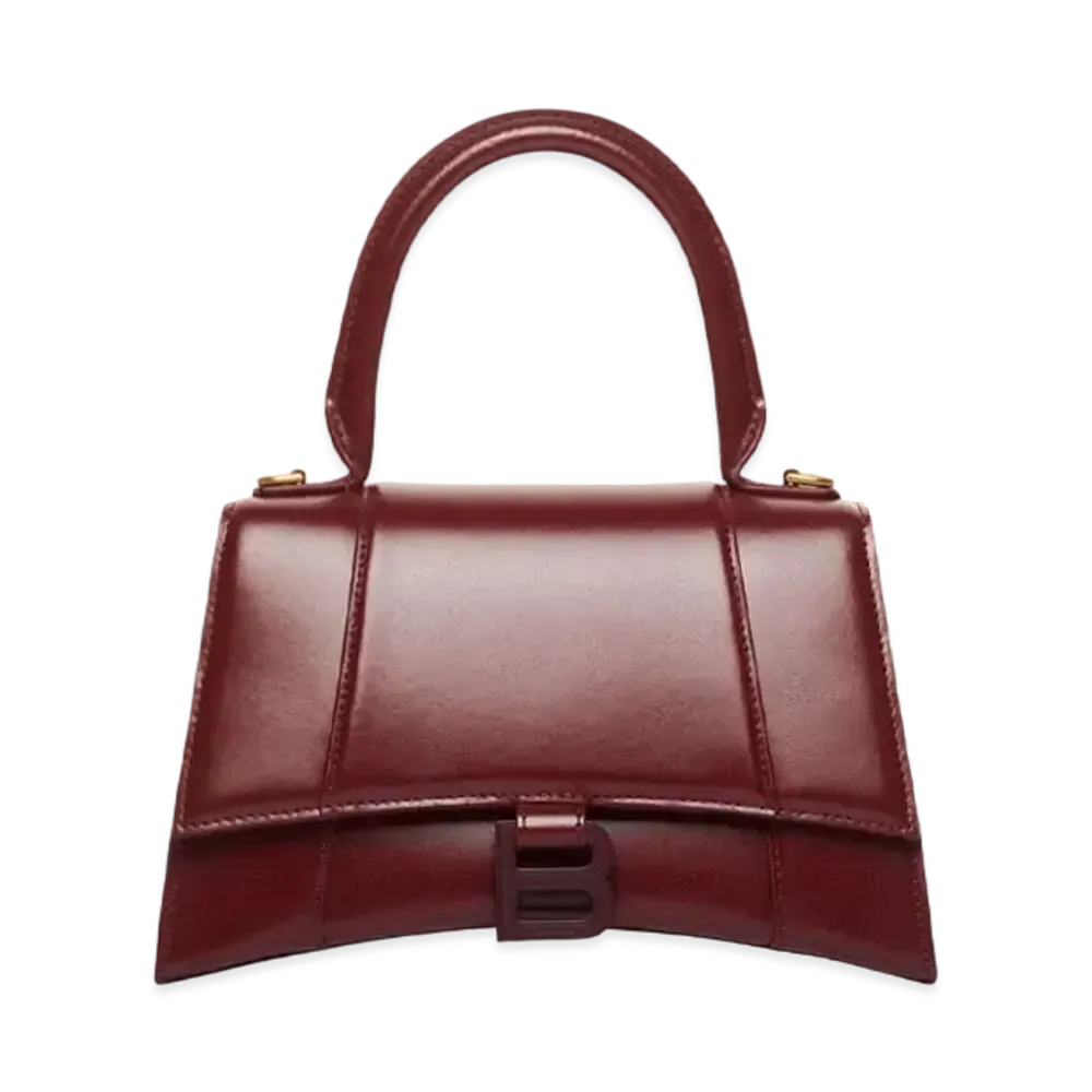 BALENCIAGA Women's Hourglass Small Top Handle Bag "Dark Red"