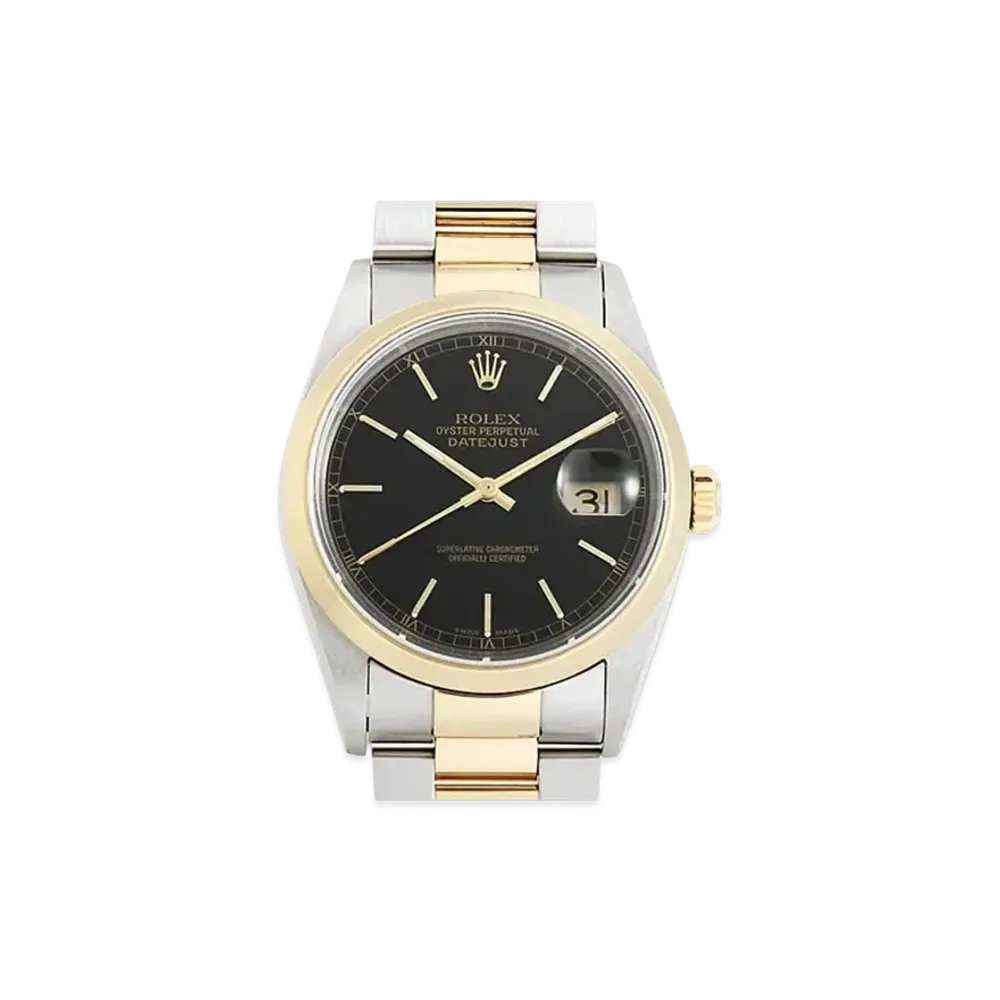 ROLEX Datejust "Black/Stainless Steel/Yellow Gold" 16203