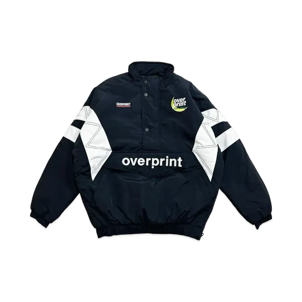 Over Print Half Zip Stadium Jkt "Black"