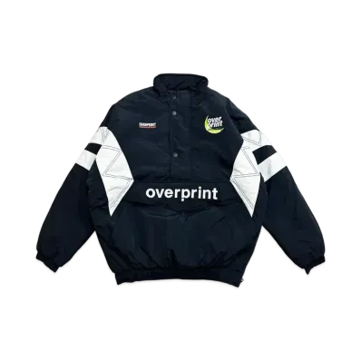Over Print Half Zip Stadium Jkt "Black"