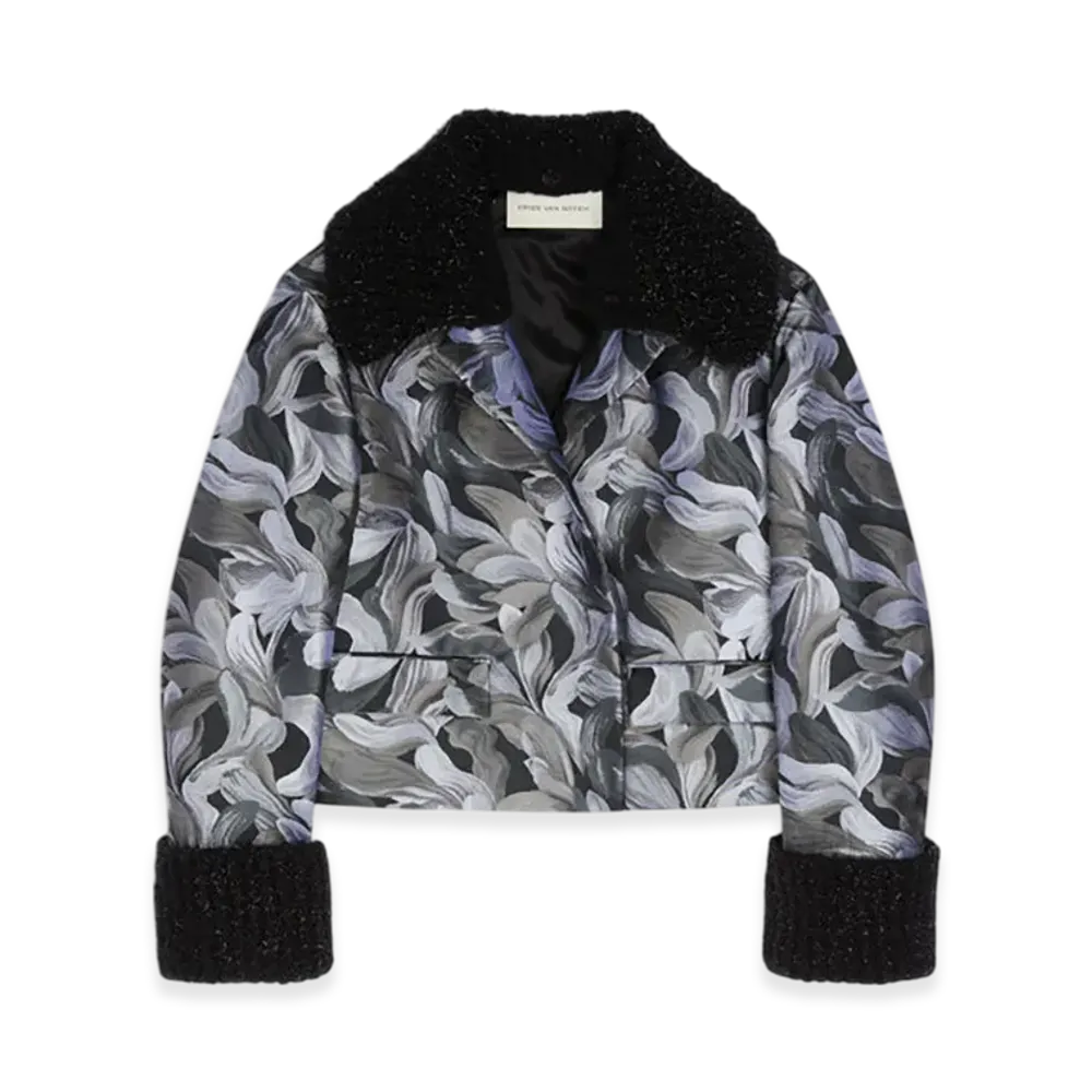 DRIES VAN NOTEN Women's Jacquard Bomber Jacket "Black"