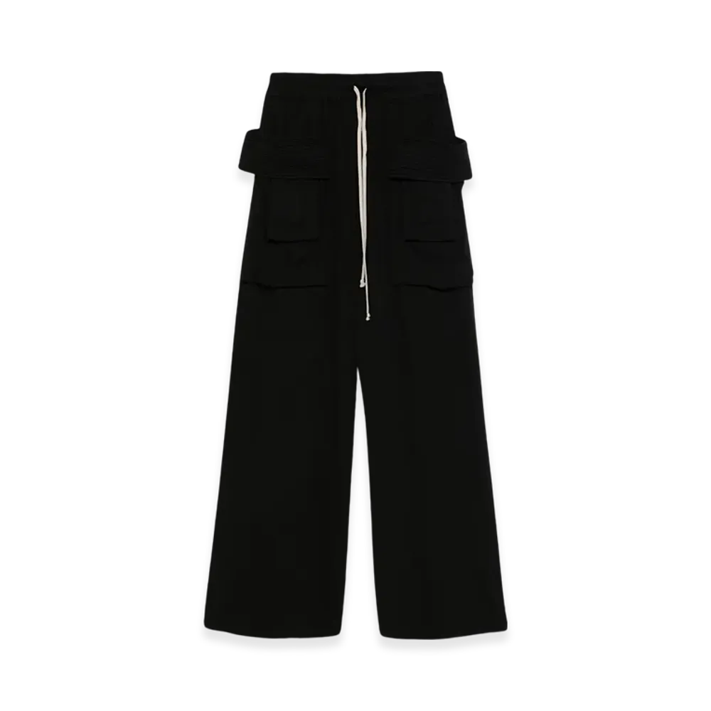 Rick Owens DRKSHDW Hollywood Creatch Wide Cargo Pants in "Black"
