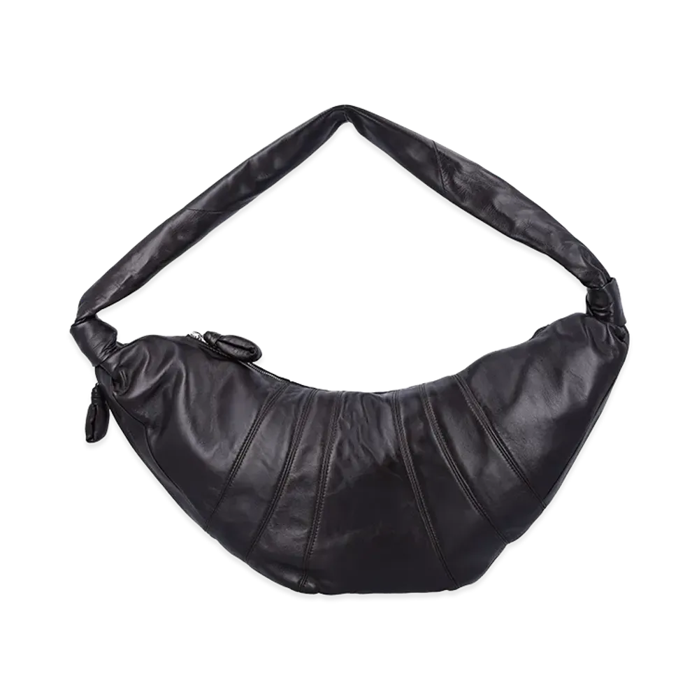 LEMAIRE Nappa Leather Large Croissant Shoulder Bag "Black/Slate"