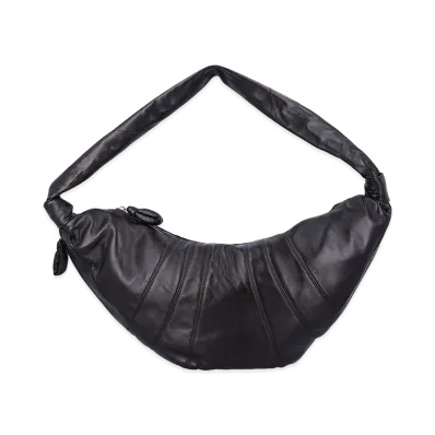 LEMAIRE Nappa Leather Large Croissant Shoulder Bag "Black/Slate"