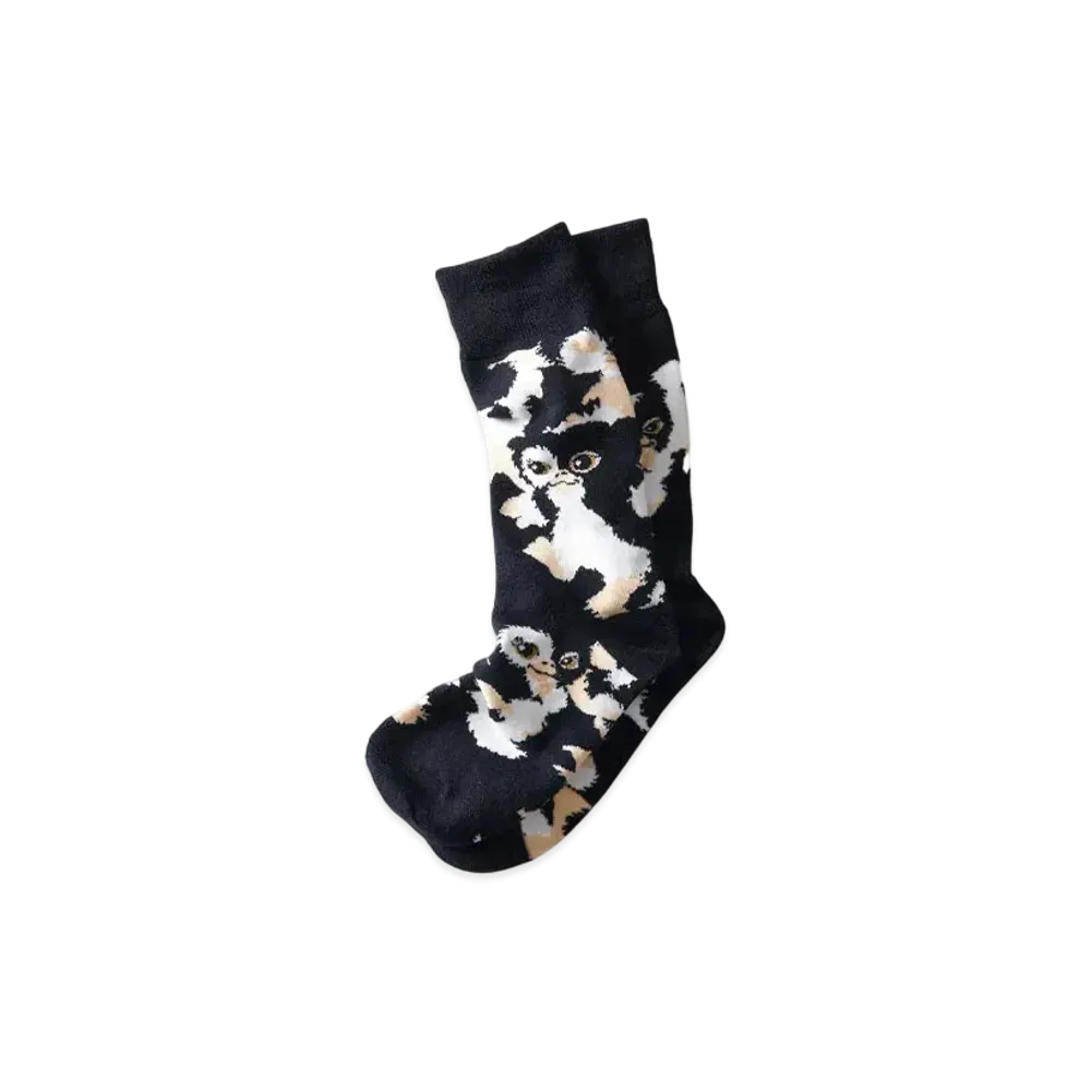 graniph x Gremlins Gizmo Honey Pattern Wool Long Socks "Black"
