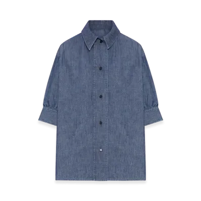 Jil Sander Women's Short-Sleeved Denim Shirt "Blue"