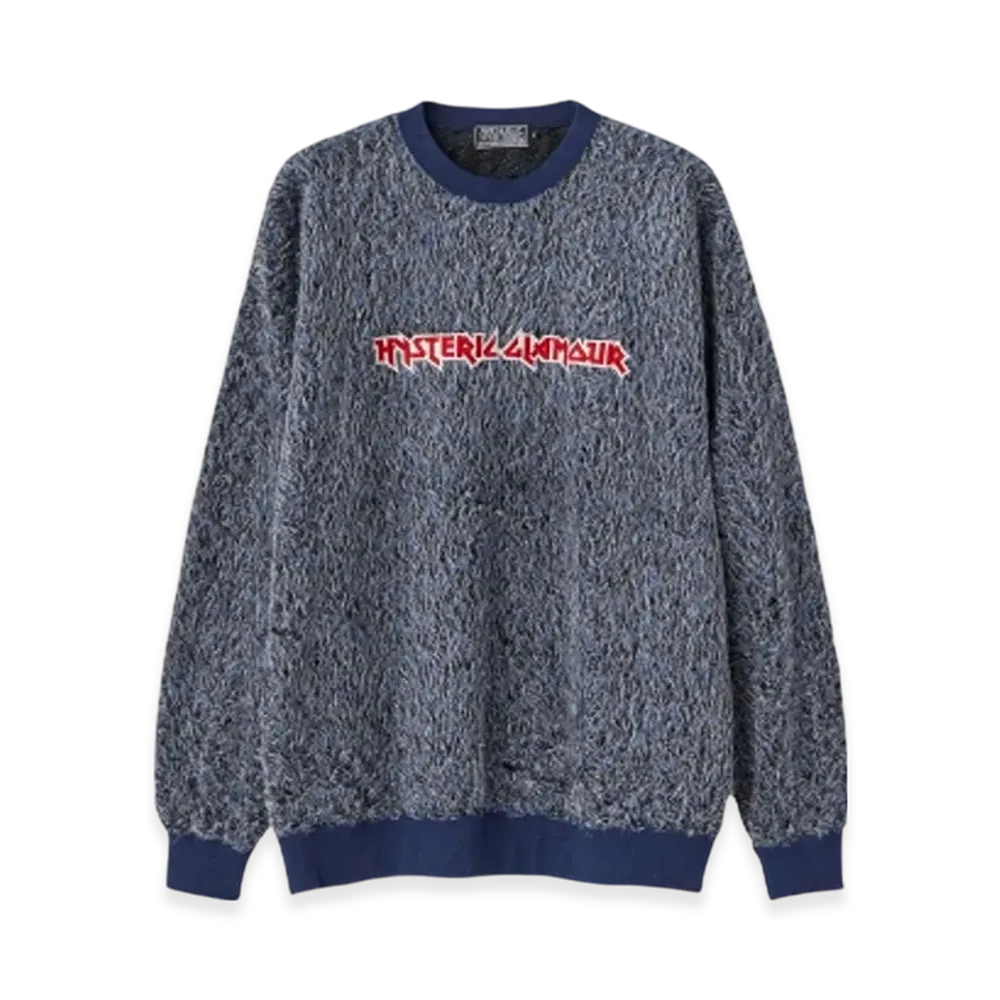 HYSTERIC GLAMOUR Metal Logo Embroidered Pullover "Blue"