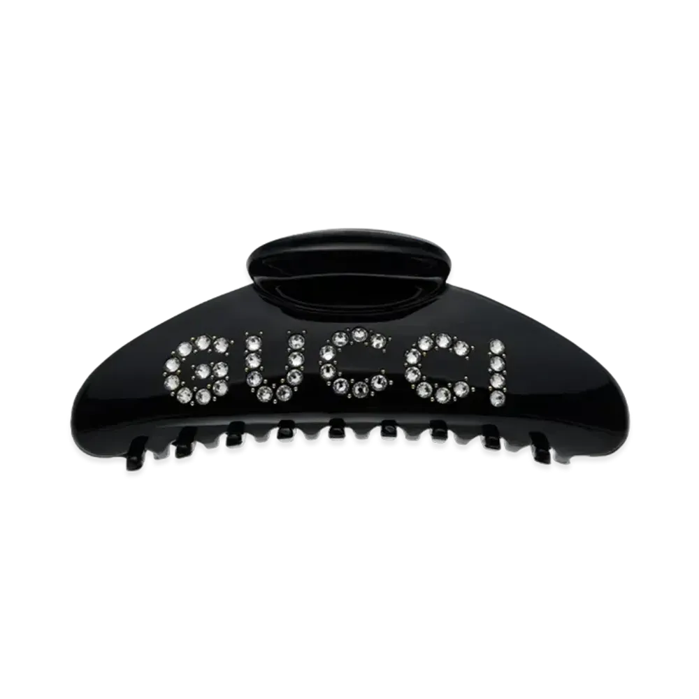 GUCCI Crystal Decoration "GUCCI" Hair Clip
