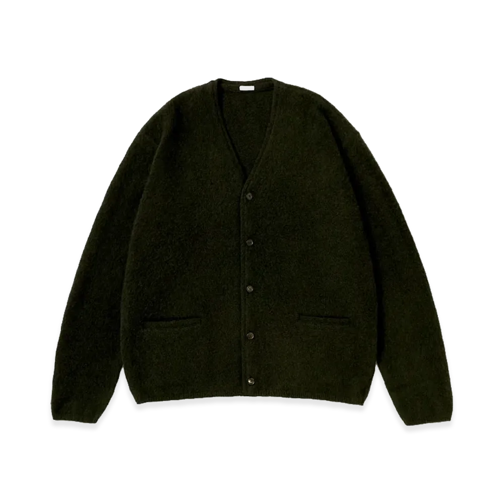 A.PRESSE Brushed Cashmere Middle Gauge Cardigan "Olive"