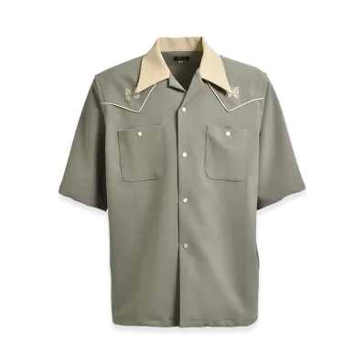 NEEDLES x NUBIAN Exclusive S/S Cowboy One-Up Shirt - Poly Double Cloth "DarkGray"