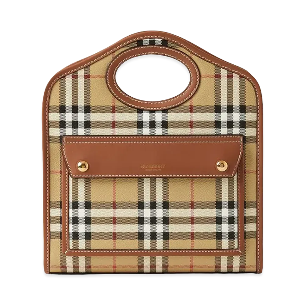 Burberry Women's Printed Canvas And Leather Mini Pocket Handbag "Beige"