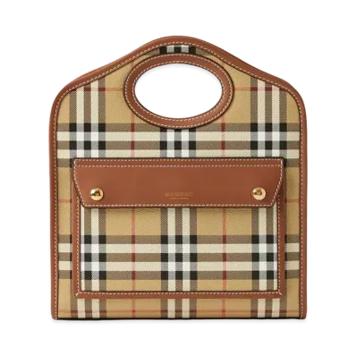 Burberry Women's Printed Canvas And Leather Mini Pocket Handbag "Beige"
