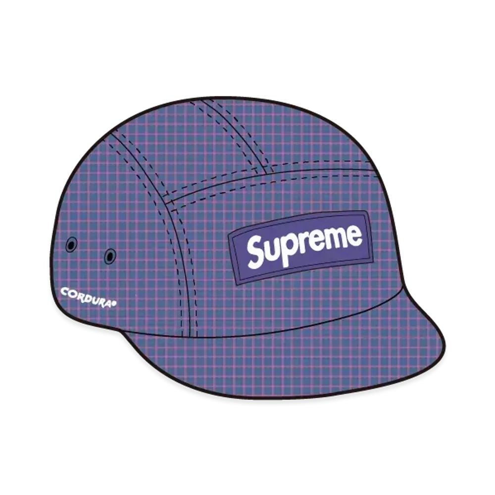Supreme Cordura Plaid Camp Cap "Purple"